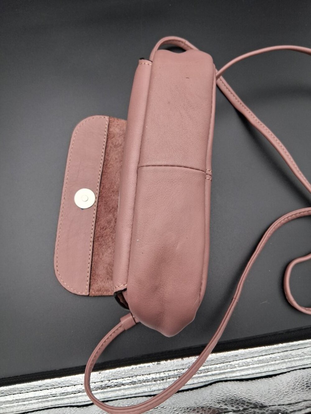 Gianni Conti Dusty Pink Leather Mini Crossbody Bag Detachable Leather Strap - Picture 8 of 8